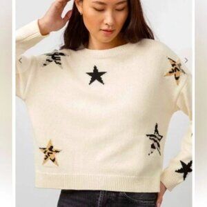 Rails Star Sweater Cream Animal Print XS